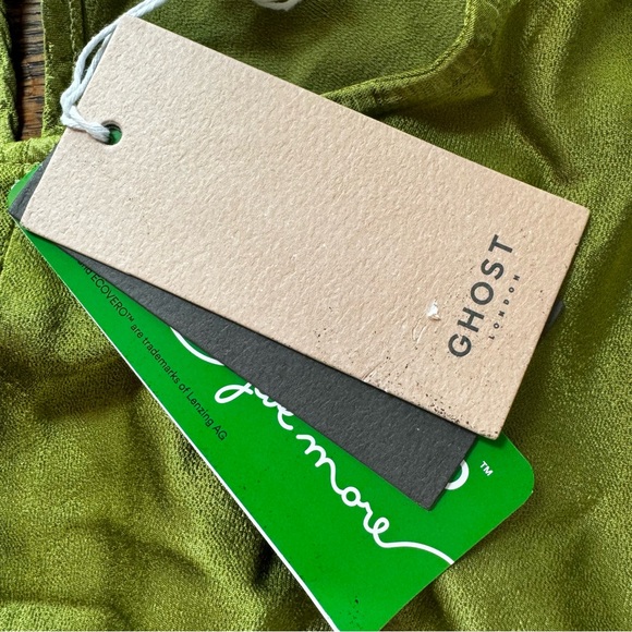 NWT Ghost London Green Satin Maxi Dress Sz XS - Picture 7 of 9